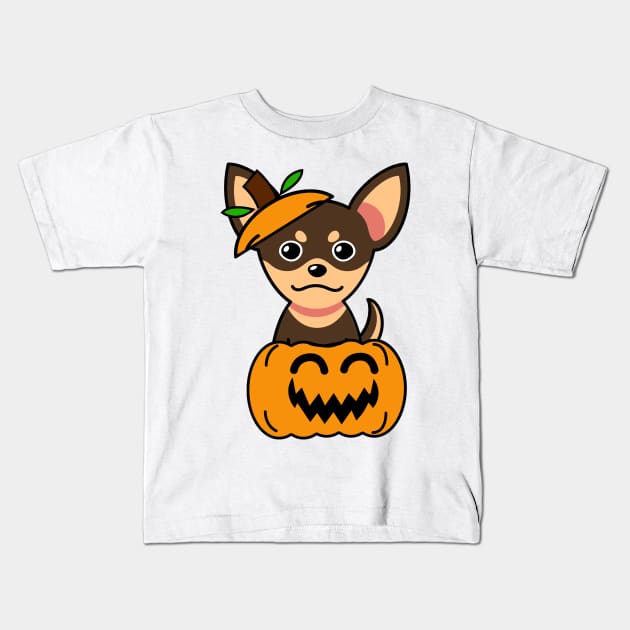 Funny small dog is in a pumpkin Kids T-Shirt by Pet Station